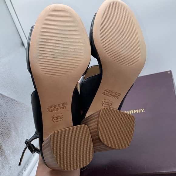 Johnston & Murphy Blaire Sandals Block Heels Black Glove Leather Size 6 1/2 - Picture 5 of 14